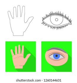 Isolated object of human and part sign. Set of human and woman stock vector illustration.