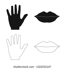 Isolated object of human and part sign. Collection of human and woman vector icon for stock.