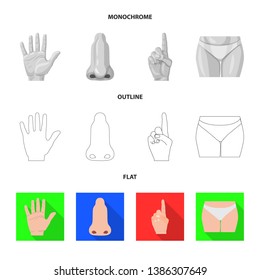 Isolated object of human and part symbol. Set of human and woman vector icon for stock.