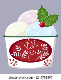 isolated object of a ice cream. Hand drawn Christmas card. Merry Christmas and New Year typography. Cute holidays greeting card, invitation, poster and templates. Vector.