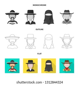 Isolated object of imitator and resident icon. Collection of imitator and culture stock symbol for web.
