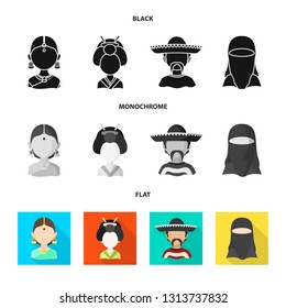 Isolated object of imitator and resident icon. Set of imitator and culture stock vector illustration.