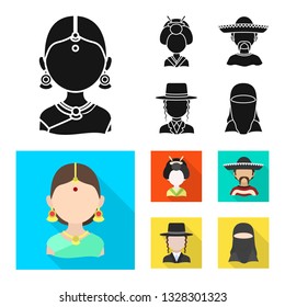 Isolated object of imitator and resident icon. Set of imitator and culture stock vector illustration.