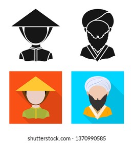 Isolated object of imitator and resident icon. Collection of imitator and culture stock vector illustration.