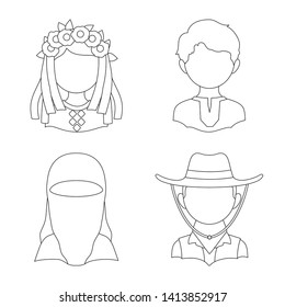 Isolated object of imitator and resident icon. Set of imitator and culture stock vector illustration.