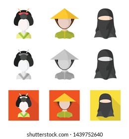 Isolated object of imitator and resident icon. Collection of imitator and culture stock vector illustration.