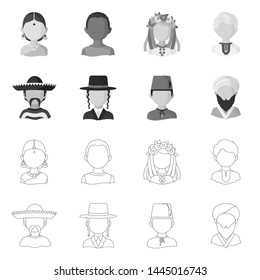 Isolated object of imitator and resident icon. Set of imitator and culture stock vector illustration.