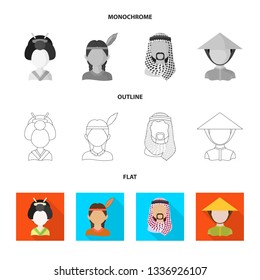 Isolated object of imitator and resident logo. Collection of imitator and culture stock vector illustration.