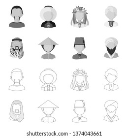 Isolated object of imitator and resident logo. Set of imitator and culture stock symbol for web.