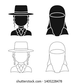 Isolated object of imitator and resident logo. Set of imitator and culture stock vector illustration.