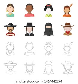 Isolated object of imitator and resident logo. Collection of imitator and culture stock vector illustration.
