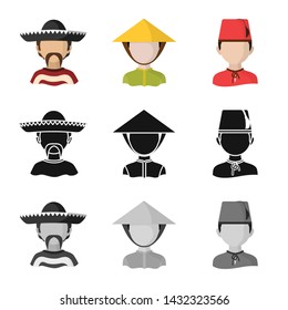 Isolated object of imitator and resident logo. Set of imitator and culture stock vector illustration.