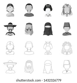 Isolated object of imitator and resident logo. Set of imitator and culture stock symbol for web.