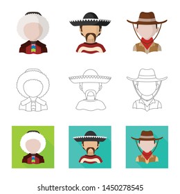 Isolated object of imitator and resident logo. Set of imitator and culture vector icon for stock.