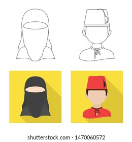 Isolated object of imitator and resident logo. Set of imitator and culture stock symbol for web.