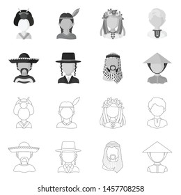 Isolated object of imitator and resident sign. Collection of imitator and culture stock symbol for web.