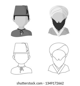 Isolated object of imitator and resident symbol. Set of imitator and culture stock vector illustration.