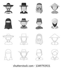 Isolated object of imitator and resident symbol. Set of imitator and culture stock symbol for web.