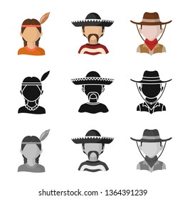Isolated object of imitator and resident symbol. Set of imitator and culture stock vector illustration.