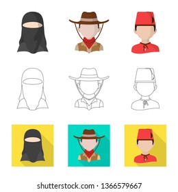 Isolated object of imitator and resident symbol. Collection of imitator and culture stock vector illustration.