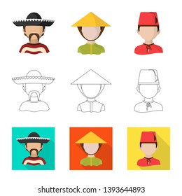 Isolated object of imitator and resident symbol. Set of imitator and culture stock vector illustration.