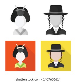 Isolated object of imitator and resident symbol. Collection of imitator and culture stock symbol for web.