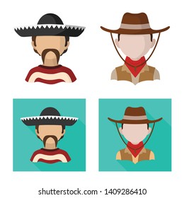Isolated object of imitator and resident symbol. Set of imitator and culture stock symbol for web.