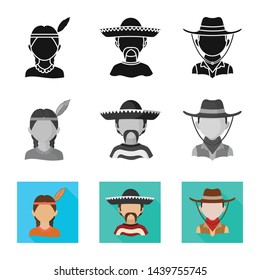 Isolated object of imitator and resident symbol. Set of imitator and culture stock symbol for web.