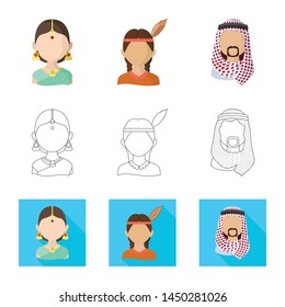 Isolated object of imitator and resident symbol. Set of imitator and culture stock vector illustration.