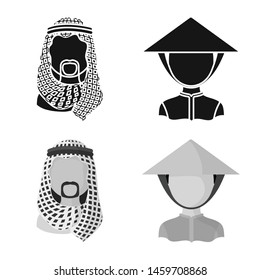 Isolated object of imitator and resident symbol. Set of imitator and culture stock symbol for web.