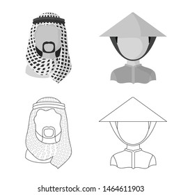 Isolated object of imitator and resident symbol. Set of imitator and culture stock vector illustration.