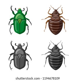 Isolated object of insect and fly icon. Set of insect and element vector icon for stock.