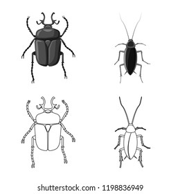 Isolated object of insect and fly icon. Collection of insect and element stock vector illustration.