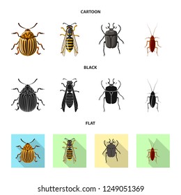 Isolated object of insect and fly icon. Collection of insect and element stock vector illustration.