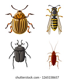 Isolated object of insect and fly icon. Set of insect and element vector icon for stock.