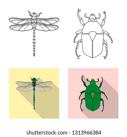 Isolated object of insect and fly icon. Set of insect and element stock vector illustration.