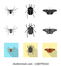 Isolated object of insect and fly logo. Set of insect and element vector icon for stock.