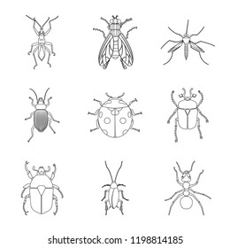 Isolated object of insect and fly logo. Collection of insect and element vector icon for stock.