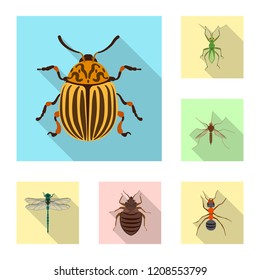 Isolated object of insect and fly logo. Collection of insect and element stock vector illustration.