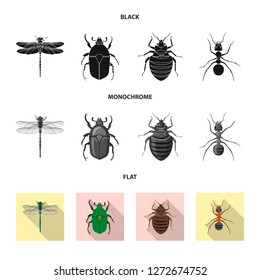 Isolated object of insect and fly logo. Collection of insect and element vector icon for stock.