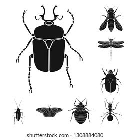 Isolated object of insect and fly logo. Collection of insect and element vector icon for stock.