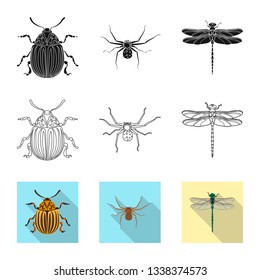Isolated object of insect and fly logo. Collection of insect and element vector icon for stock.
