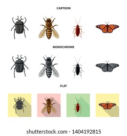 Isolated object of insect and fly logo. Collection of insect and element stock vector illustration.