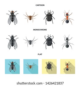 Isolated object of insect and fly logo. Collection of insect and element vector icon for stock.