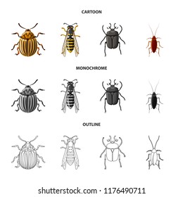 Isolated object of insect and fly sign. Collection of insect and element stock symbol for web.