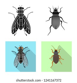 Isolated object of insect and fly sign. Set of insect and element stock symbol for web.