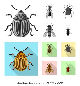 Isolated object of insect and fly sign. Set of insect and element stock vector illustration.