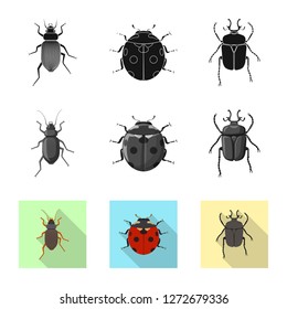 Isolated object of insect and fly sign. Collection of insect and element vector icon for stock.