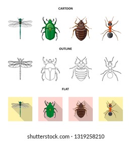 Isolated object of insect and fly sign. Set of insect and element vector icon for stock.