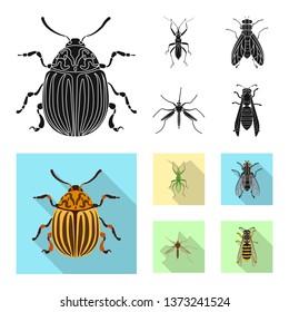 Isolated object of insect and fly sign. Collection of insect and element vector icon for stock.